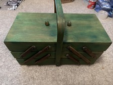 VTG Accordion Sewing box  Wood