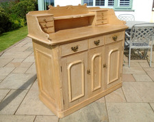 4' Antique Pine Sideboard Dresser Cabinet 2 Door Cupboard 9 Drawers Buffet Unit