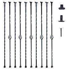 VEVOR Staircase Metal Balusters 44'' Steel Deck Spindles w/ Screws Baskets Twist