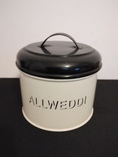 Vintage Welsh Round Enamel Tin