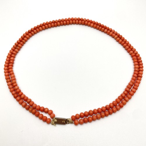 Antique coral bead necklace - coral,