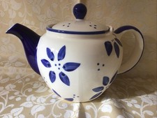 Whittard of Chelsea Tea Clipper Large Teapot Floral Blue & White VGC