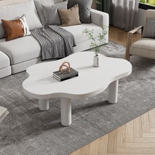 Cloud Shaped Coffee Table Irregular White Tea Table End Table for Living Room