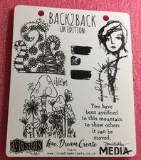 Dina Wakley Media Back2Back Red Rubber Stamp Sheet ‘Love, Dream, Create’