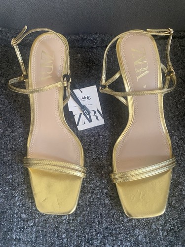 Bnwt zara gold heels size - zara,