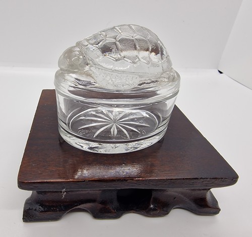 Vintage clear glass turtle - glass,