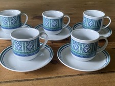 Vintage Tognana Italy Express Cups and Saucers Set of 6 White Porcelain VGC