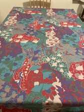 FRENCH VINTAGE TABLECLOTH ANNE DE SOLENE FLORAL DESIGN FLOWER POWER RETRO