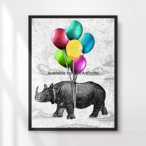 Rhino floating balloons sky - floating,