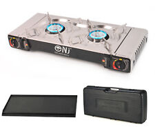 Portable Double Burner Gas Stove Grill Stainless Steel Camp Cooker Butane SG-2