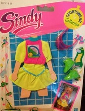 sindy sportswear day glo tennis neon clothing card hasbro C-411 1989 sealed rare