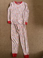 Boden Girls Pretty Pink Pyjamas With Christmas Tree Motifs To Fit Age 11 Years