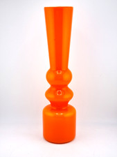 Orange vase cased glass hooped - cased,