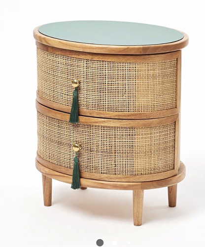 Round drawer bedside table - 2-drawer,