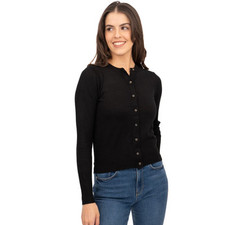 Womens M&S Collection Black Cardigan Classic Button Up Fine Knit Lightweight