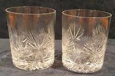 Pair of STAR of EDINBURGH Crystal Double Old Fashioned Whisky Tumbler 3.75" 9.5c