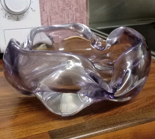Studio art glass bowl marked - studio,