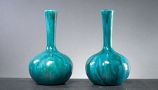 Turquoise Teal Vase Pair –