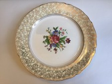 Midwinter Semi Porcelain Gold Edged Floral Vintage Plate.