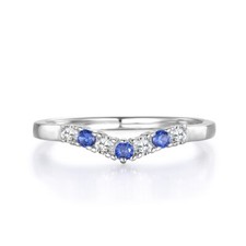 Ladies Solid Sterling 925 Silver Tanzanite & White Sapphire Wishbone Ring