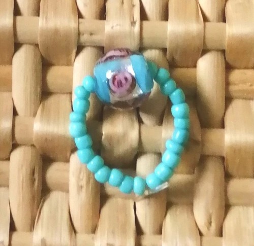 Blue glass seed bead - bead, &