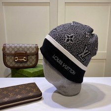 Louis Vuitton Petit Damier (One Size) Men`s Beanie Graphite Black