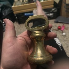 Antique Vintage Solid Brass 2lb butchers Scales Bell Weight Stamped 