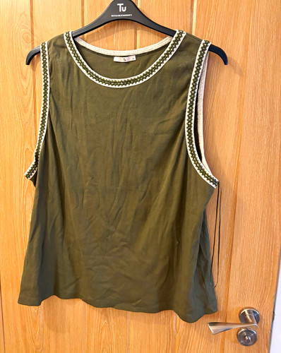 Green ribbed tank top - green,