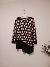 Phase Eight Black Brown White Round Neck Batwing Oversized Jumper Size Large 18