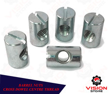M6 M8 BARREL NUTS CROSS DOWEL CENTRE THREAD FURNITURE COT BED CONNECTION NUT