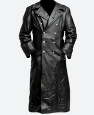 WW2 German Officer Leather Trench Coat | German Officer Black Leather Long Coat