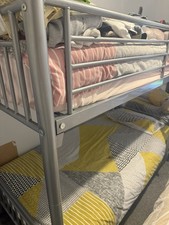 Single Metal Bunk Bed with 2 Single Mattresses and Ladder