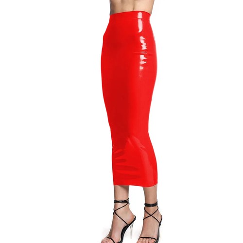 Pvc leather midi - pvc, pencil