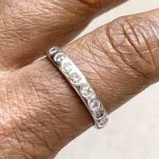 Vintage 14k White Gold Ring W/Genuine Diamonds x 8 Size W Not Scrap 4.1g
