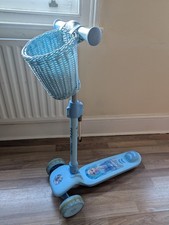 Frozen Elsa Adjustable Foldable Scooter with Flashing Lights & Basket Blue