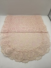 Vtg Pink Floral Lace Table