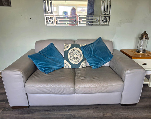Dfs grey leather seater sofa - grey,