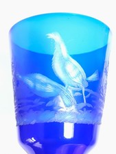 Blue Engraved Glass Goblet