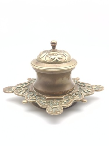 Antique french brass inkwell - brass,