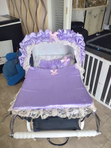 Purple satin pram pushchair - purple,
