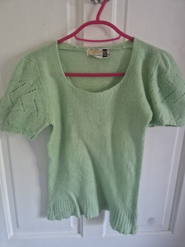 Vintage 70s green wool angora - 70s, wool/angora