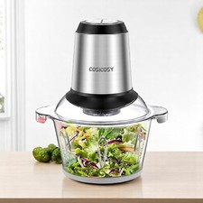 2L Food Processor Dual Bowl Meat Grinder Set 300W 4 Blade Vegetable Chopper Home