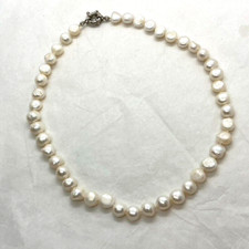 Freshwater Pearl Knotted Bead Necklace Bolt Clasp 48cm Costume Jewellery