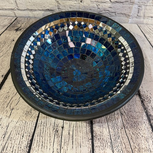 35cm indigo blue round mirror - round,