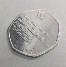  2011 50p Rowing Olympic Coin – Circulated– Rare Fifty Pence London Games (C30)