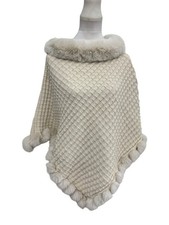 Acrylic Ivory Cape Acrylic Polyester Faux  Fur Trim Size Xl Bnwot
