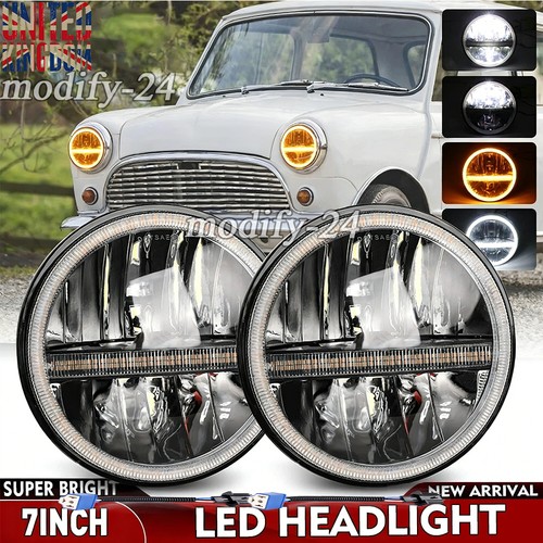 Pair round led headlights - pair,