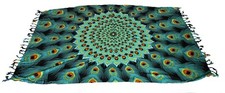 Turquoise green Peacock Print beach wrap scarf sarong/pareo swimwear coverup new