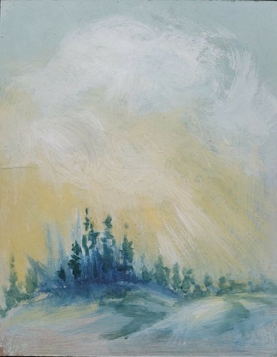 Original painting misty forest - original,