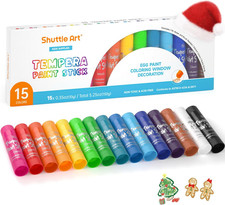 Tempera Paint Sticks - 15 Solid Colours - Quick Drying - Works Great on Paper, W